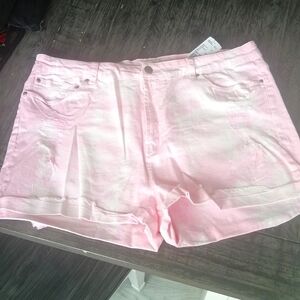 F21 3X Pink Acid Wash Shorts 3X